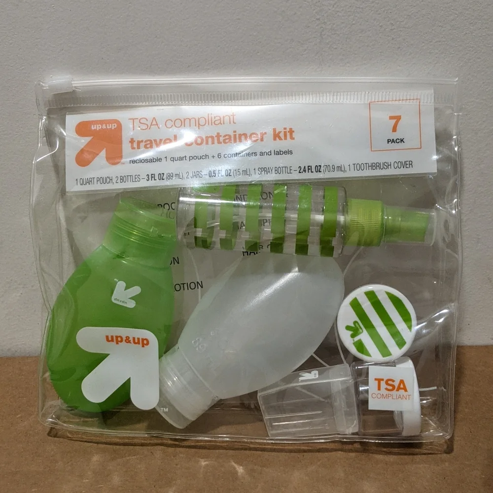 TAS COMPLIANT TRAVEL CONTAINER KIT SET OVERNIGHT BAG + MICROFIBER CLOTH NEW